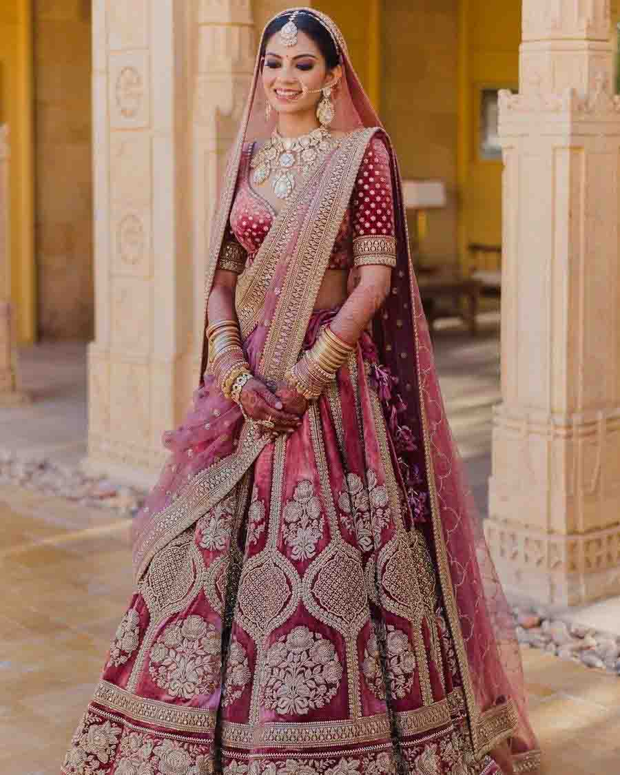 Heavy Bridal wear Pink color Velvet ...